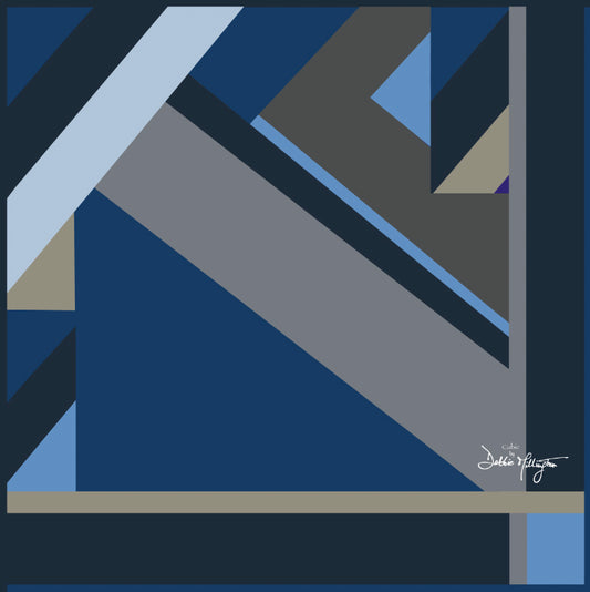 Cubic Navy Silk Scarf