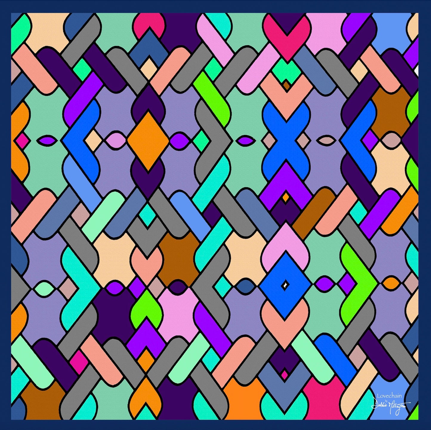 Lovechain Blue Silk Scarf