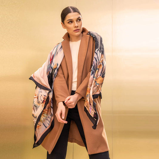 Butterfly Orange Silk Scarf