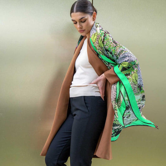 Cheetahs Green Silk Scarf