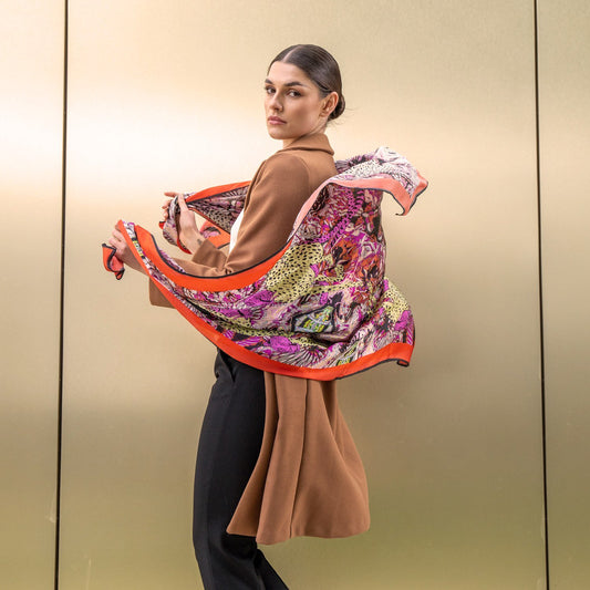 Cheetahs Orange Silk Scarf
