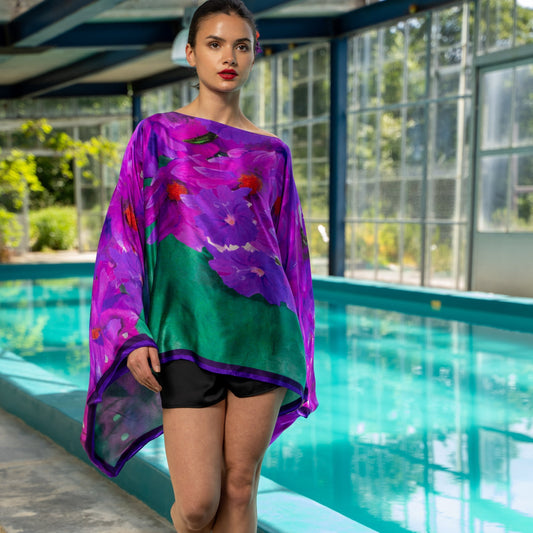 Purple Floral Silk Kaftan