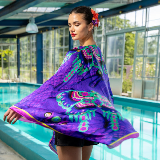 Chinese Kite Purple Silk Kaftan