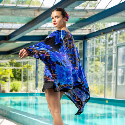 Delphiniums Blue Silk Kaftan