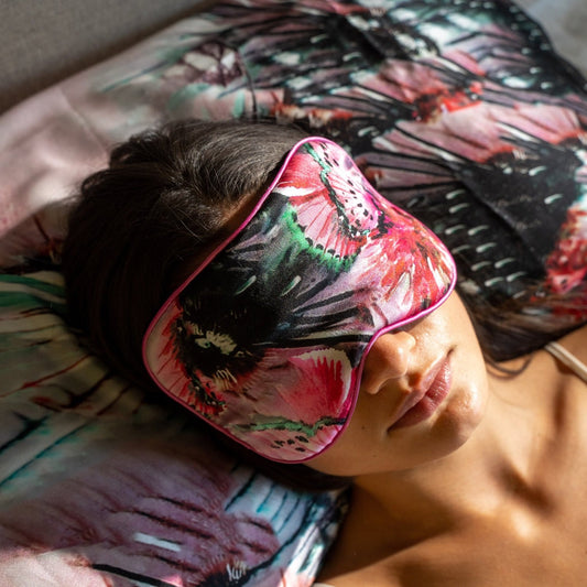 Butterfly Pink Silk Pillow Case & Eye Mask