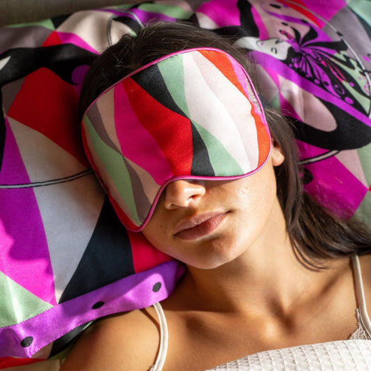 Harlequin Pink Silk Pillow Case & Eye Mask