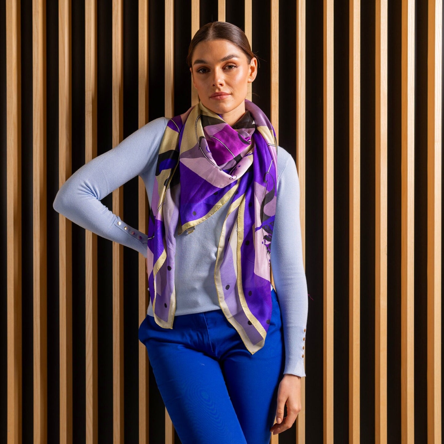 Harlequin Purple Silk Scarf