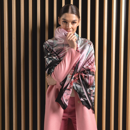 Butterfly Pink Silk Scarf