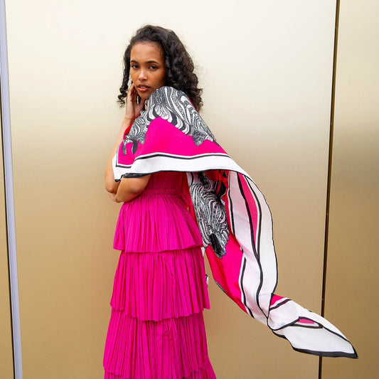 Zebras Pink Silk Scarf