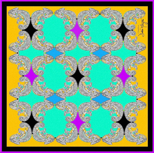 Chameleons Gold Silk Scarf