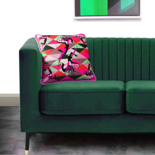 Harlequin Pink Velvet Cushion