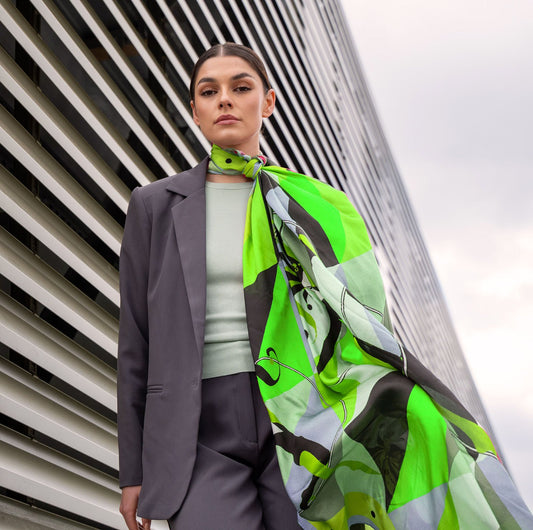 Harlequin Green Silk Scarf