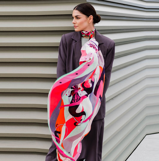 Harlequin Pink Silk Scarf