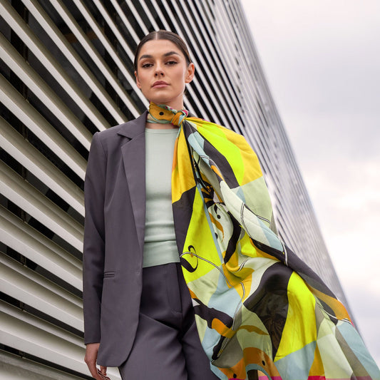 Harlequin Yellow Silk Scarf