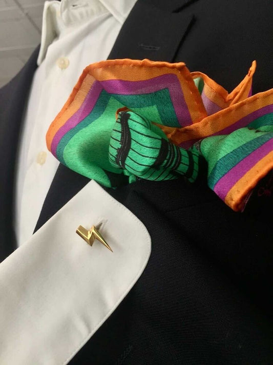 Birdcage Green Silk Pocket Square