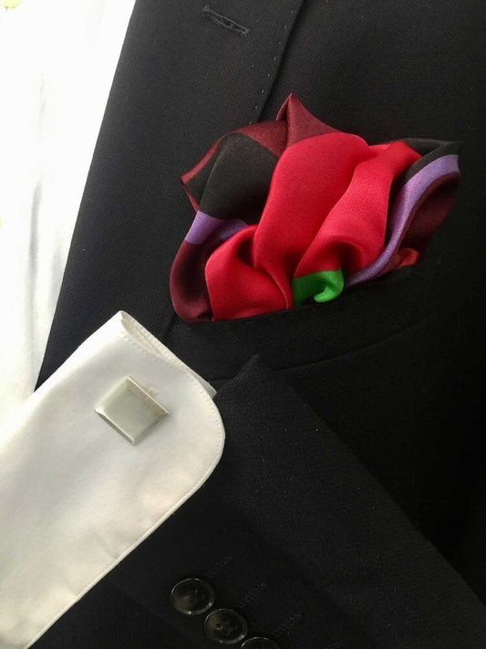 Cubic Pink Silk Pocket Square