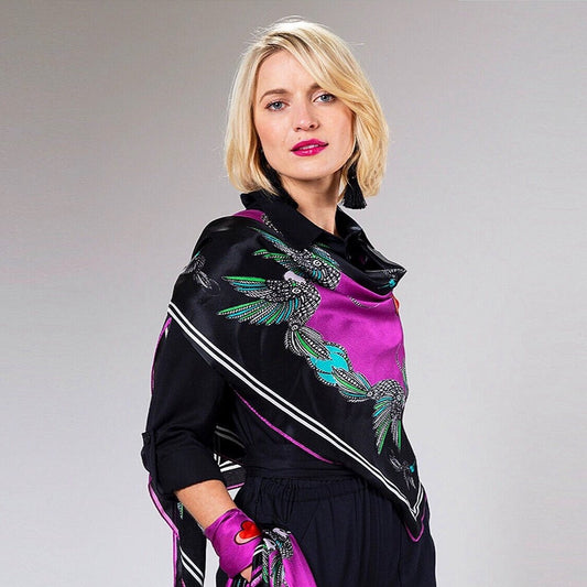 Kingfisher Pink Silk Scarf