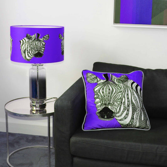 Zebras Purple Silk Lampshade