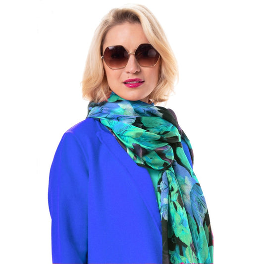 Delphiniums Turquoise Silk Scarf