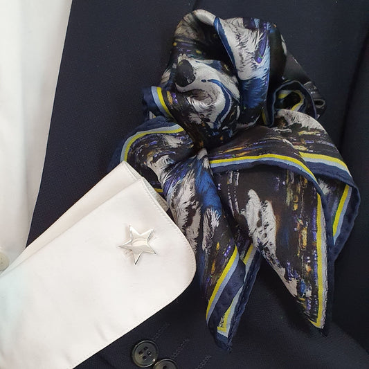 Wolves Navy Silk Pocket Square