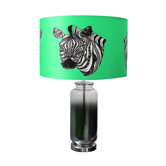 Zebras Green Silk Lampshade