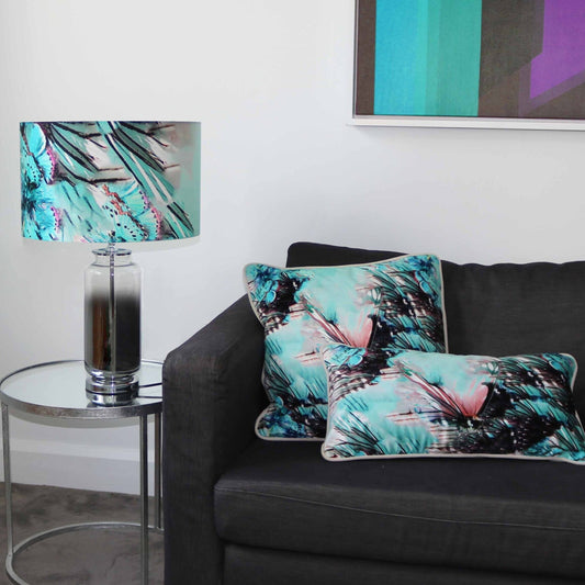 Butterfly Turquoise Velvet Cushion