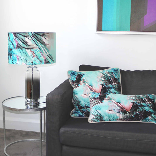 Butterfly Turquoise Bolster Cushion