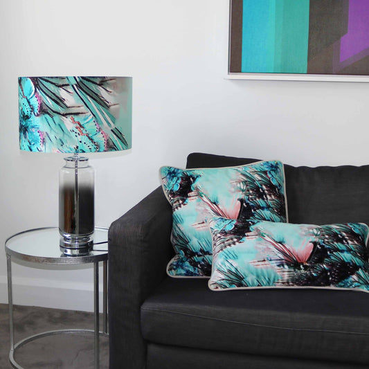 Butterfly Turquoise Silk Lampshade