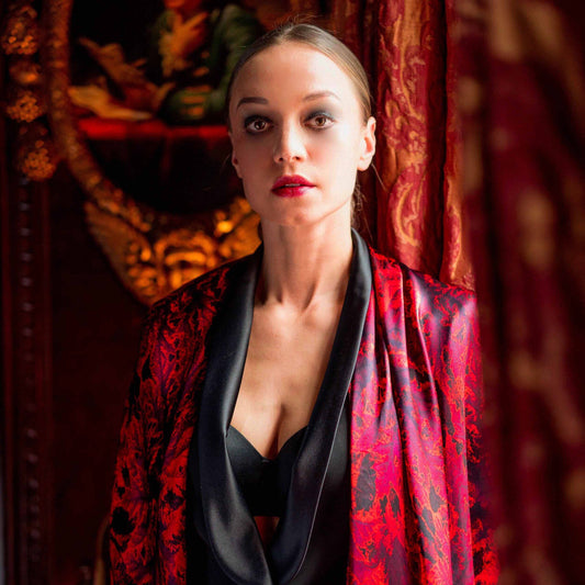 Bohemian Red Silk Scarf