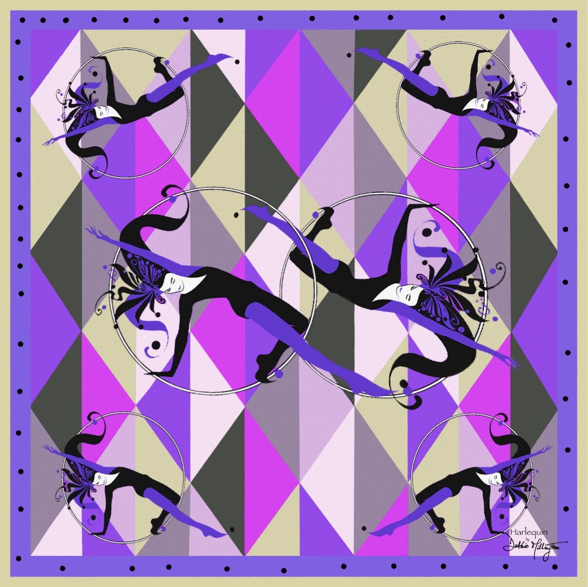 Harlequin Purple Silk Scarf