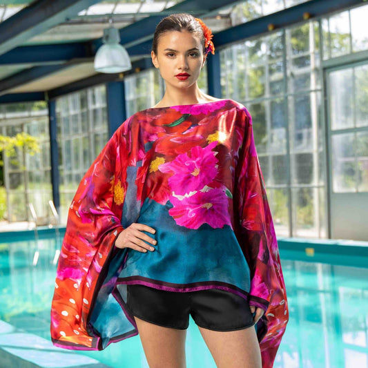 Pink Foral Silk Kaftan