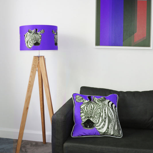 Zebras Purple Velvet Cushion