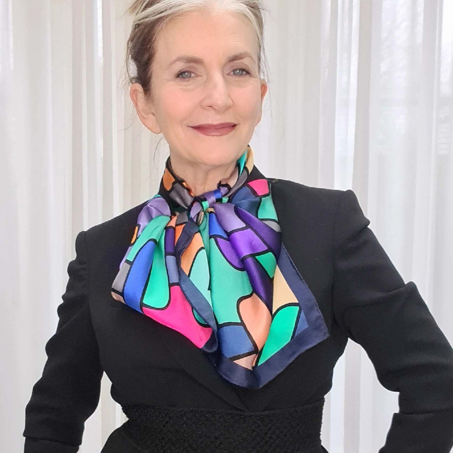 Lovechain Blue Silk Scarf