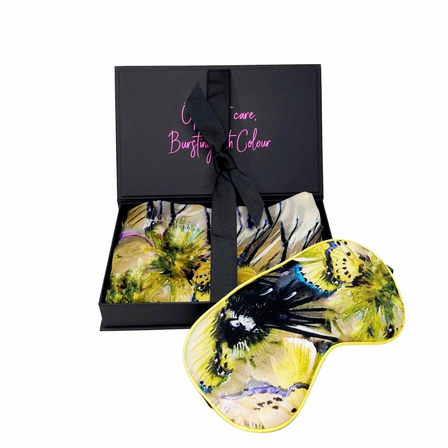 Butterfly Yellow Silk Pillow Case & Eye Mask