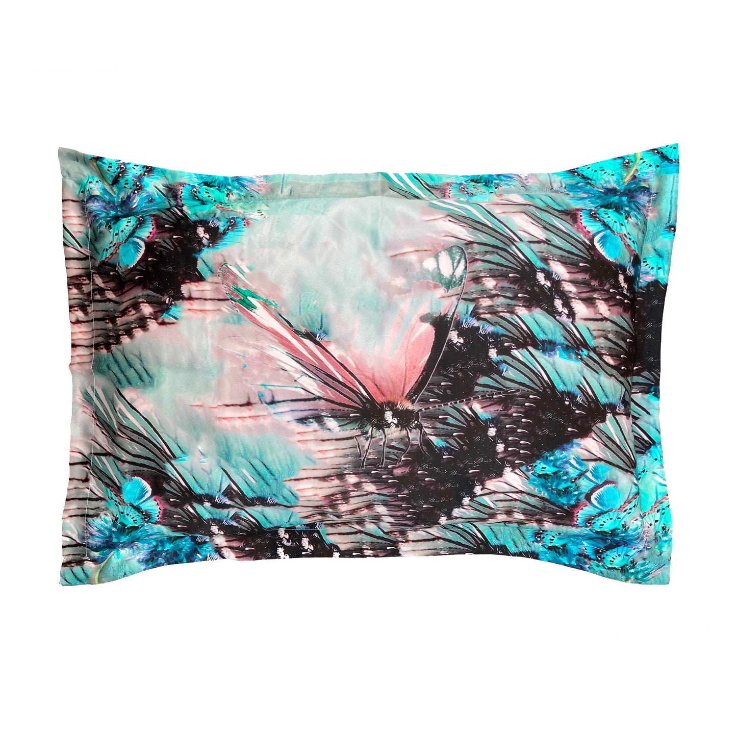 Butterfly Turquoise Silk Pillow Case & Eye Mask