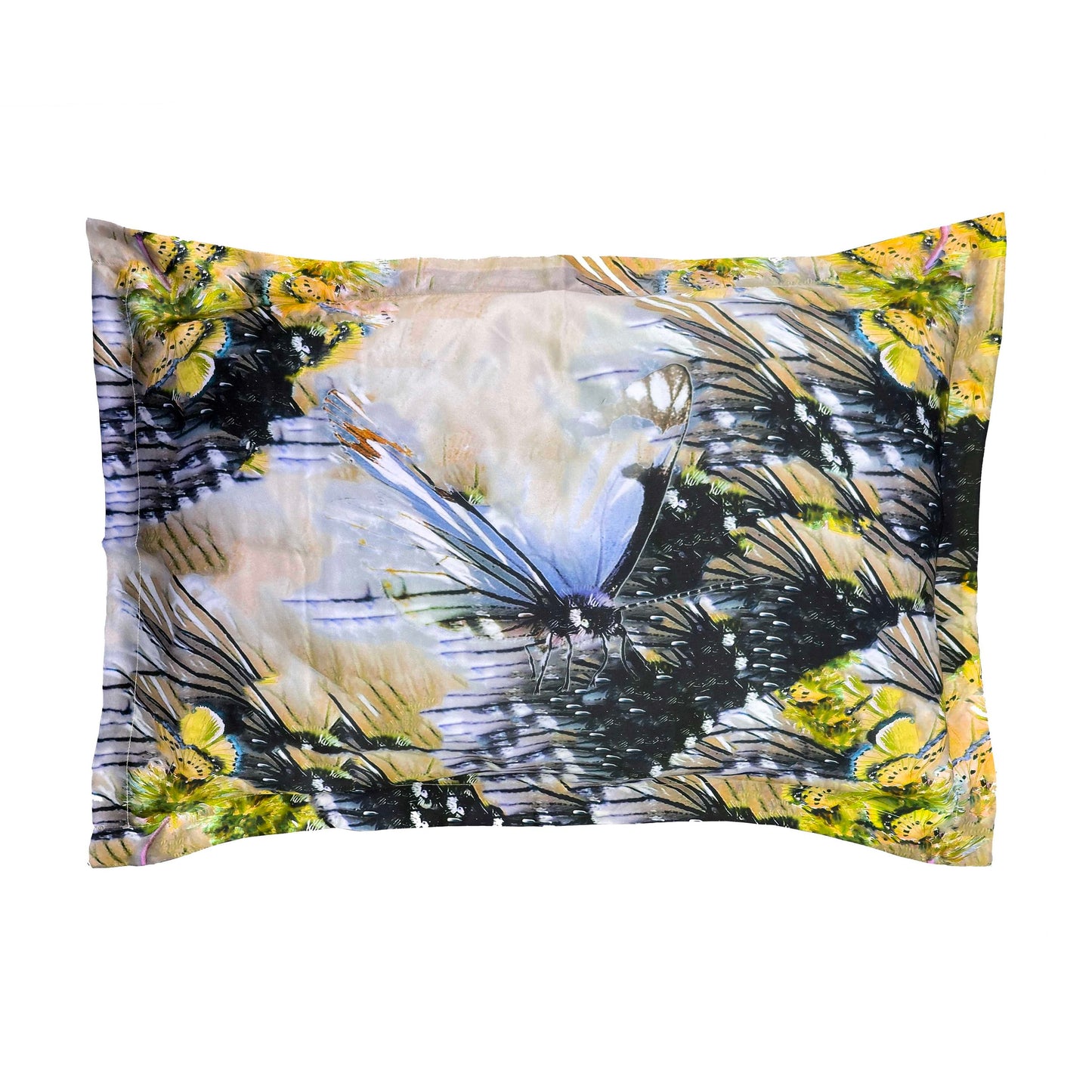 Butterfly Yellow Silk Pillow Case & Eye Mask