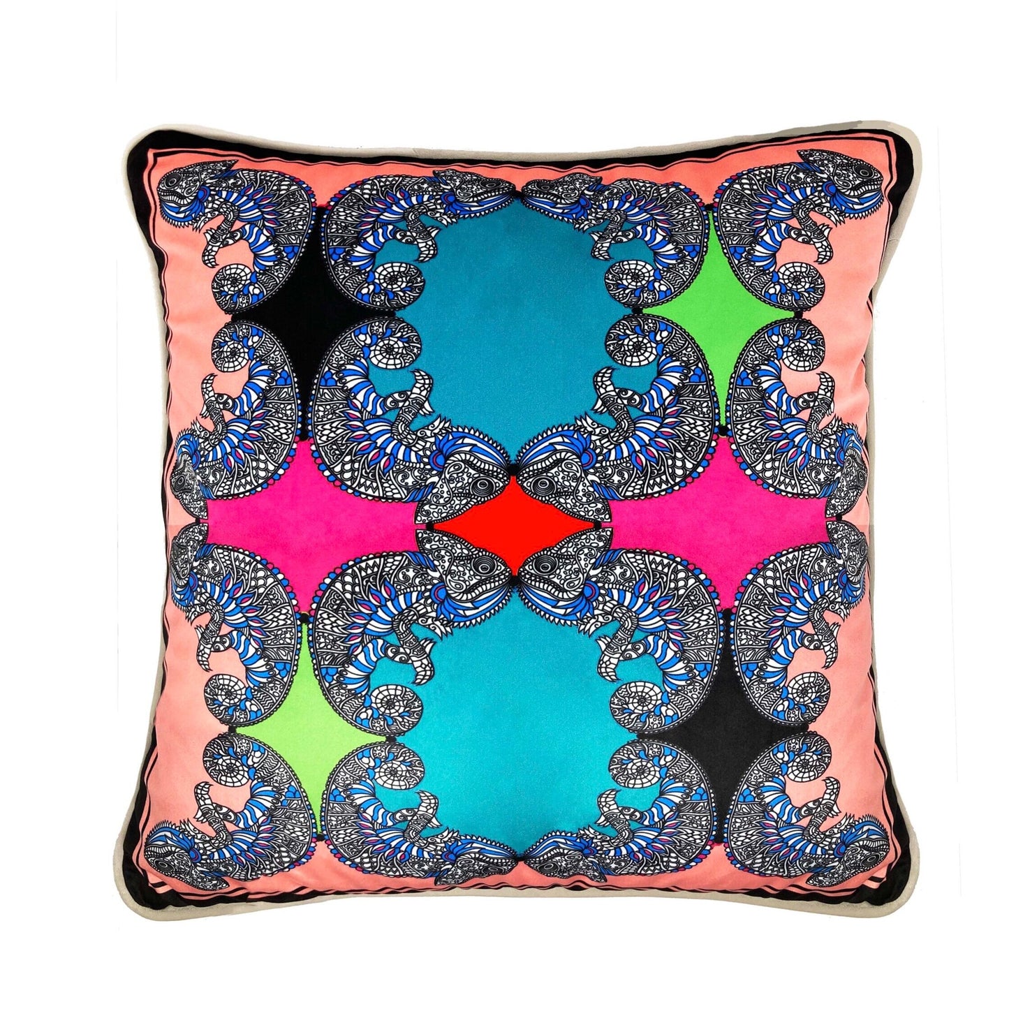 Chameleon Peach Velvet Cushion