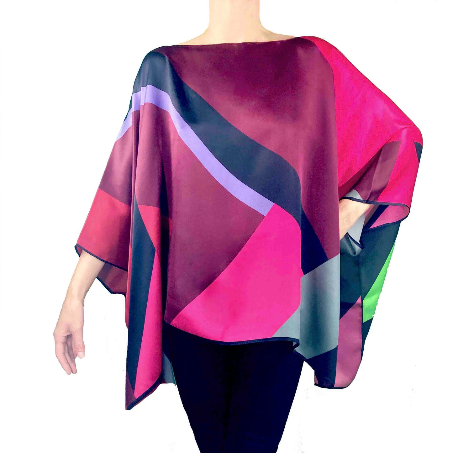 Cubic Pink Silk Evening Top