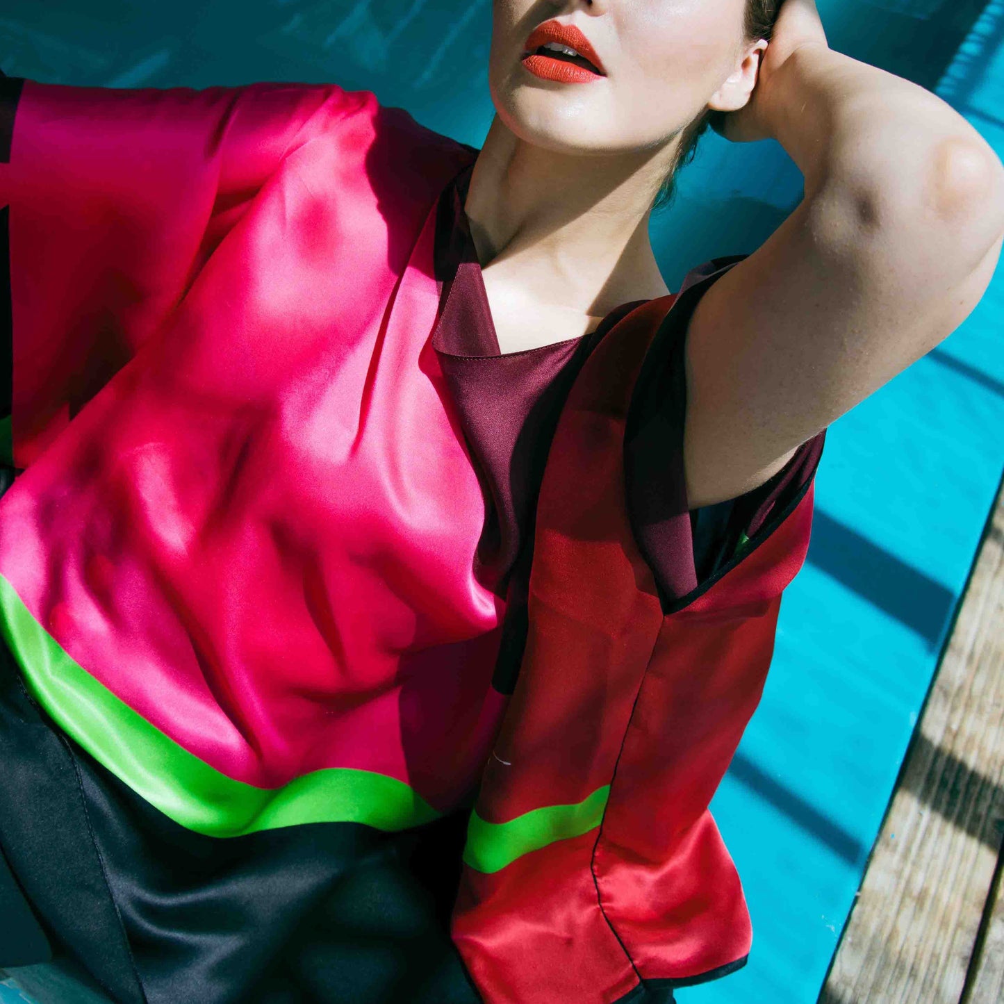 Cubic Pink Silk Evening Top